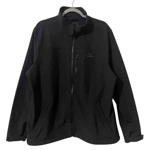 LL Bean Men's Windproof Performance Jacket Softshell Fleece Lined Coat XL Black